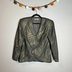 Vintage Hanae Mori Boutique metallic double button blazer jacket